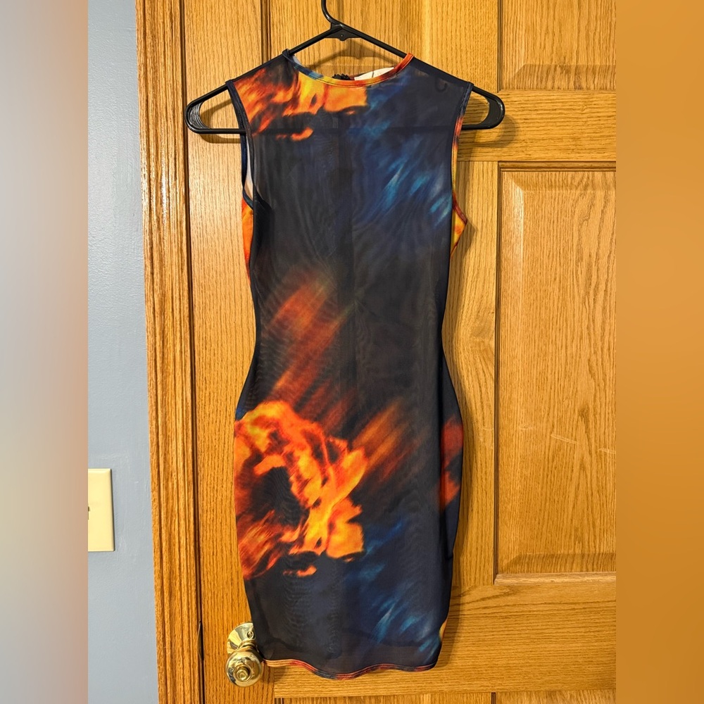 Meshki Bonnie Floral Sheer Mesh Dress